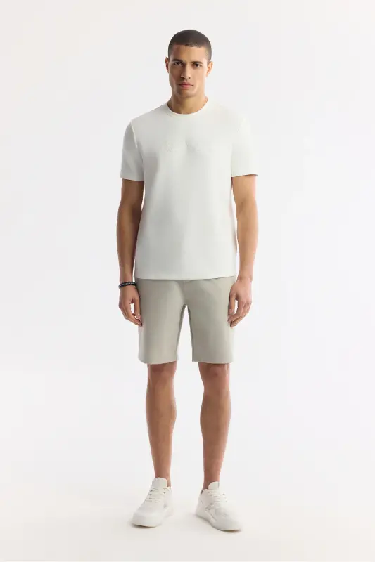 Men's White Printed Crew Neck Interlock T-Shirt A41Y1174-White - 6