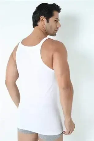 Men's White Racerback Tank Top 100% Cotton Value Pack of 3 - 9