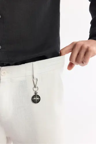 Men's White Relaxed Fit Elastic Waist 100% Linen P - 6