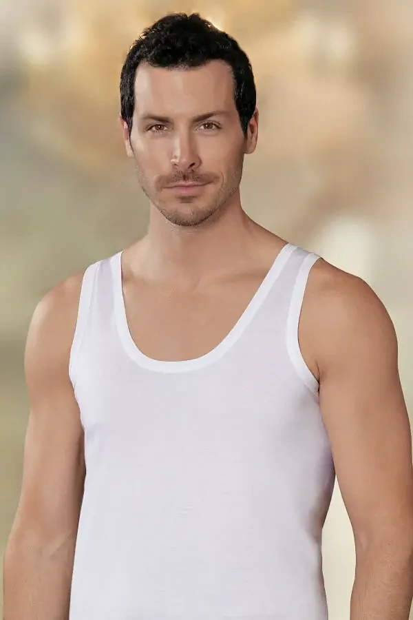 Men's White Ribbed Lycra Undershirt 3-Pack - 1