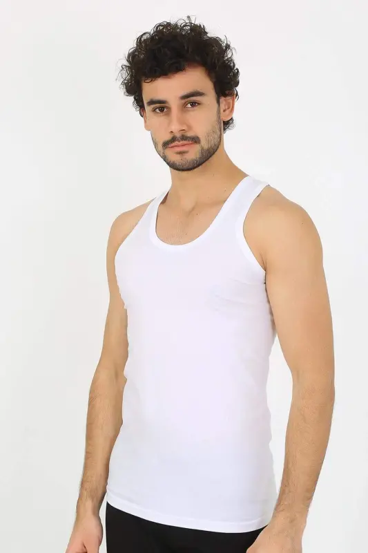 Men's White Ribbed Undershirt 6502 - 1