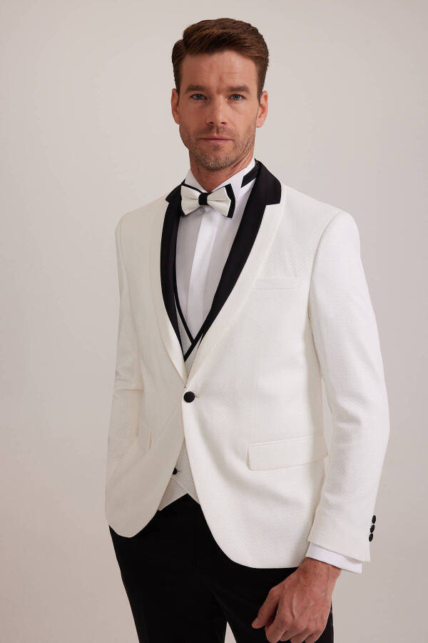 Men's White Shawl Collar Slim Fit Groom Suit - 12