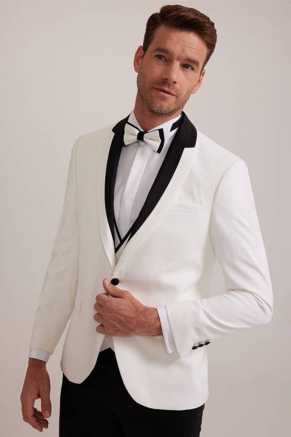 Men's White Shawl Collar Slim Fit Groom Suit - 13