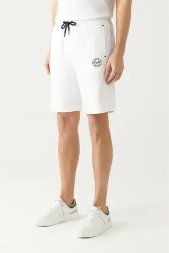 Men's White Side Pocket Printed Shorts A31Y3630 - 3