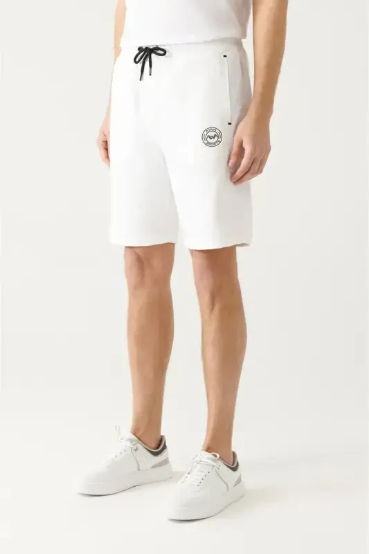 Men's White Side Pocket Printed Shorts A31Y3630 - 3