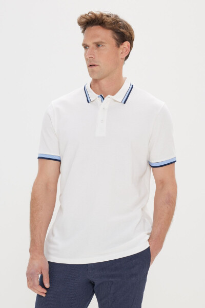 Men's White Slim Fit 100% Cotton Polo Shirt - 3