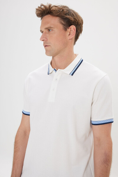 Men's White Slim Fit 100% Cotton Polo Shirt - 4