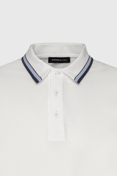 Men's White Slim Fit 100% Cotton Polo Shirt - 7