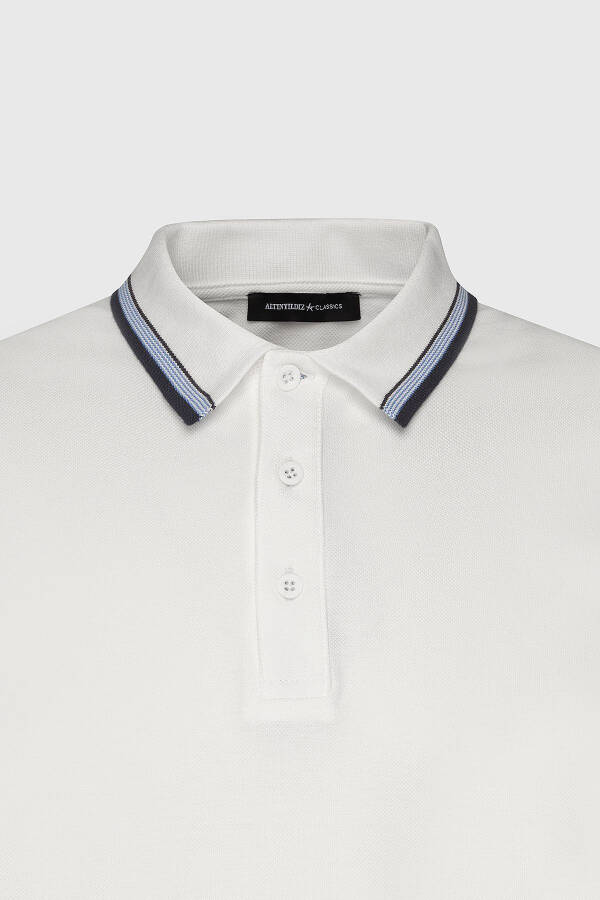 Men's White Slim Fit 100% Cotton Polo Shirt - 7