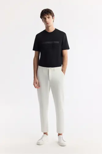Men's White Slim Fit Elastic Waistband Bi-Stretch Chino 