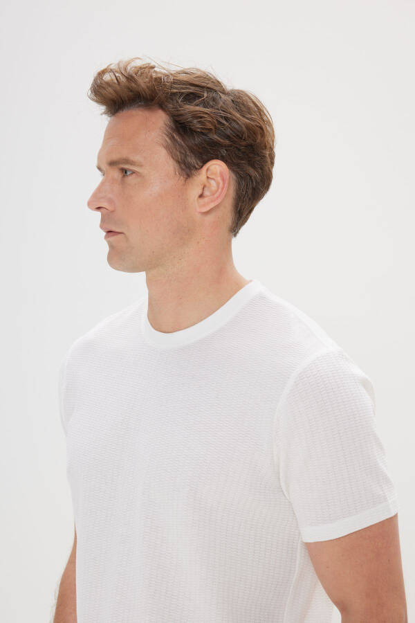 Men's White Slim Fit Narrow Cut 100% Cotton Textured - 4