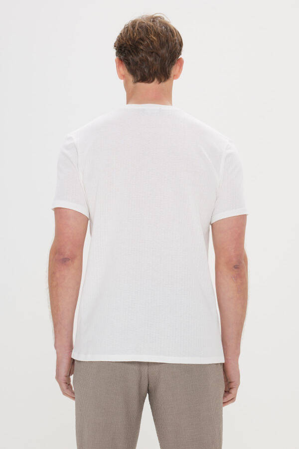 Men's White Slim Fit Narrow Cut 100% Cotton Textured - 5