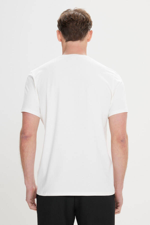 Men's White Slim Fit Narrow Cut Cotton Flexible Printed Crew Neck T-shirt - 6
