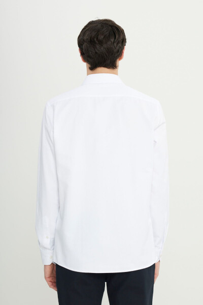 Men's White Slim Fit Narrow Cut Italian Collar Armored Shirt - 5