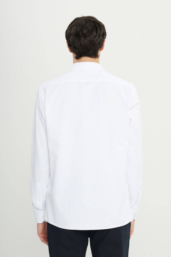 Men's White Slim Fit Narrow Cut Italian Collar Armored Shirt - 5