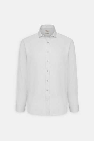 Men's White Slim Fit Narrow Cut Italian Collar Armored Shirt - 6