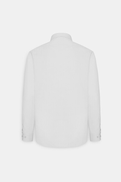 Men's White Slim Fit Narrow Cut Italian Collar Armored Shirt - 9