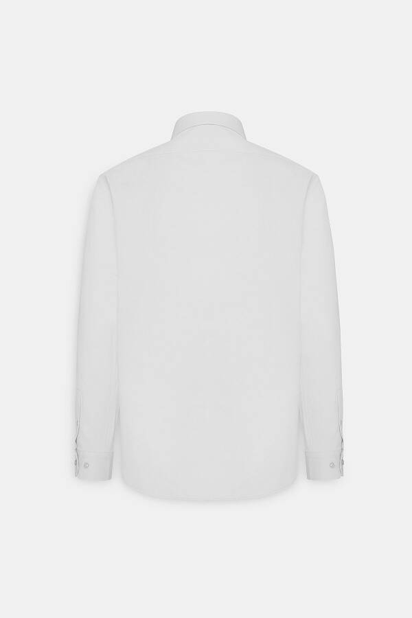 Men's White Slim Fit Narrow Cut Italian Collar Armored Shirt - 9