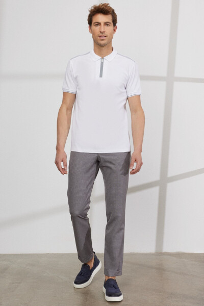 Men's White Slim Fit Narrow Cut Polo Collar Cotton - ALTINYILDIZ CLASSICS (1)