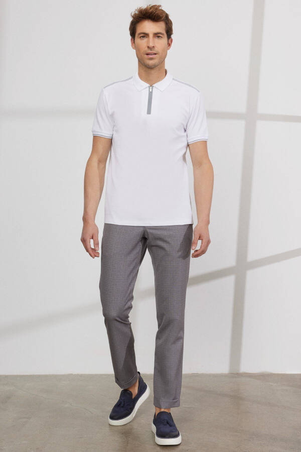 Men's White Slim Fit Narrow Cut Polo Collar Cotton - 2