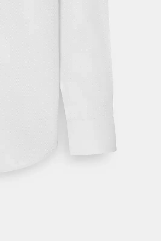 Men's White Slim Fit Oxford Button-Down Collar Armored Cotton Shirt - 10