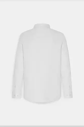 Men's White Slim Fit Oxford Button-Down Collar Armored Cotton Shirt - 11