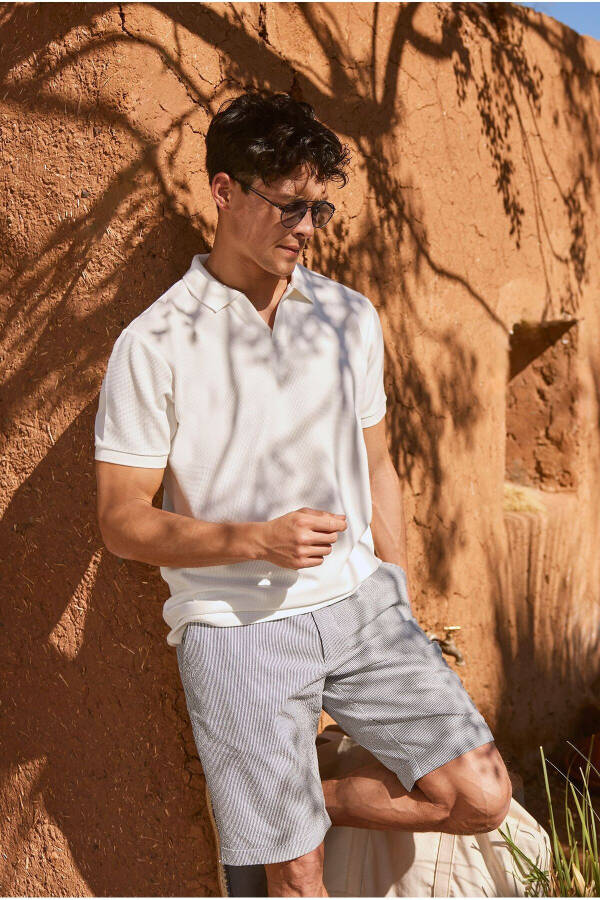 Men's White Slim Fit Polo Neck T-Shirt - 1