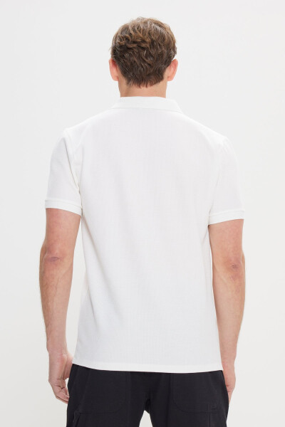 Men's White Slim Fit Polo Neck T-Shirt - 6