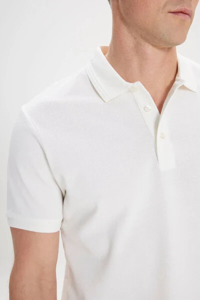 Men's White Slim Fit Polo Shirt 100% Cotton Short Sleeve T-Shirt - 4
