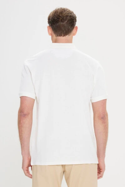 Men's White Slim Fit Polo Shirt 100% Cotton Short Sleeve T-Shirt - 5
