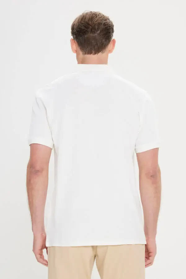 Men's White Slim Fit Polo Shirt 100% Cotton Short Sleeve T-Shirt - 5