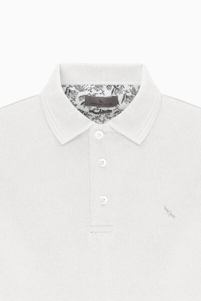 Men's White Slim Fit Polo Shirt 100% Cotton Short Sleeve T-Shirt - 7