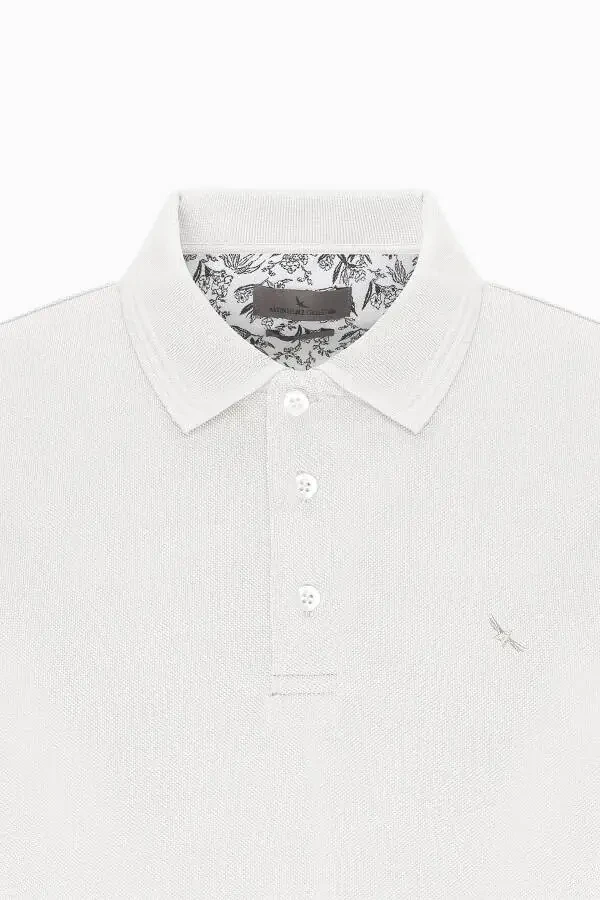 Men's White Slim Fit Polo Shirt 100% Cotton Short Sleeve T-Shirt - 7