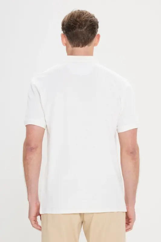 Men's White Slim Fit Polo Shirt 100% Cotton Short Sleeve T-Shirt - 5