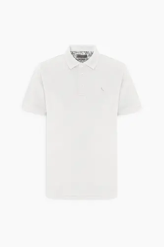 Men's White Slim Fit Polo Shirt 100% Cotton Short Sleeve T-Shirt - 6
