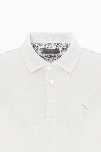 Men's White Slim Fit Polo Shirt 100% Cotton Short Sleeve T-Shirt - 7