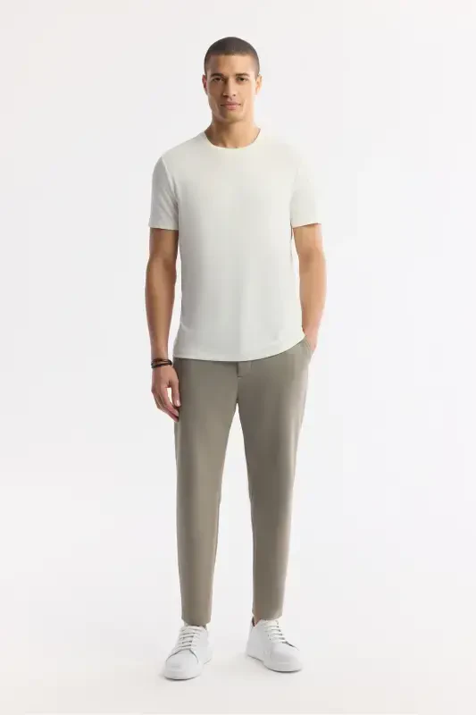 Men's White T-shirt Soft Touch Crew Neck Regular Fit B001031 - 1