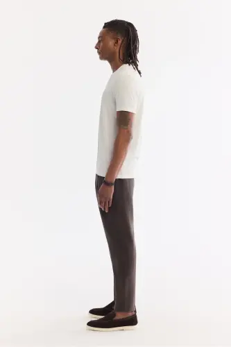 Men's White T-shirt Soft Touch Crew Neck Regular Fit B001031 - 4