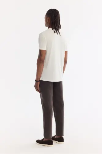 Men's White T-shirt Soft Touch Crew Neck Regular Fit B001031 - 5