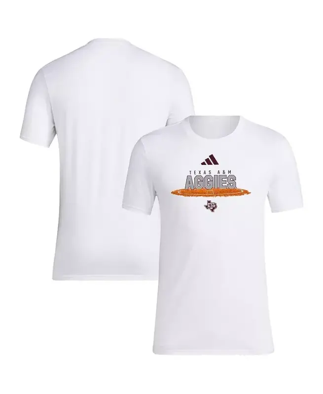 Men's White Texas A M Aggies Softball Pitcher's Circle T-Shirt-White - ADIDAS