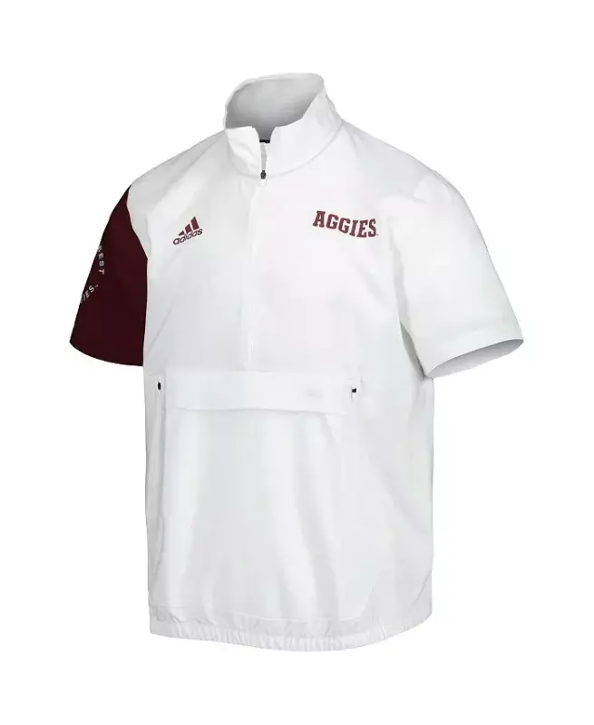 Men's White Texas A&M Aggies M STM AEROREADY Quarter-Zip Kurtka - Oq - 2