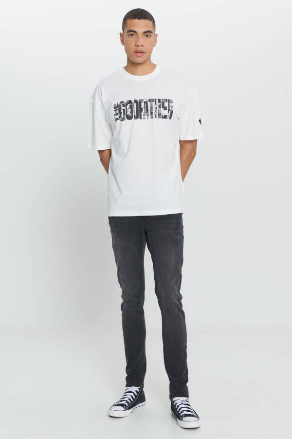 Men's White The Godfather Licensed Loose Fit Oversize 100% Cotton Crew Neck Printed T-Shirt - 2