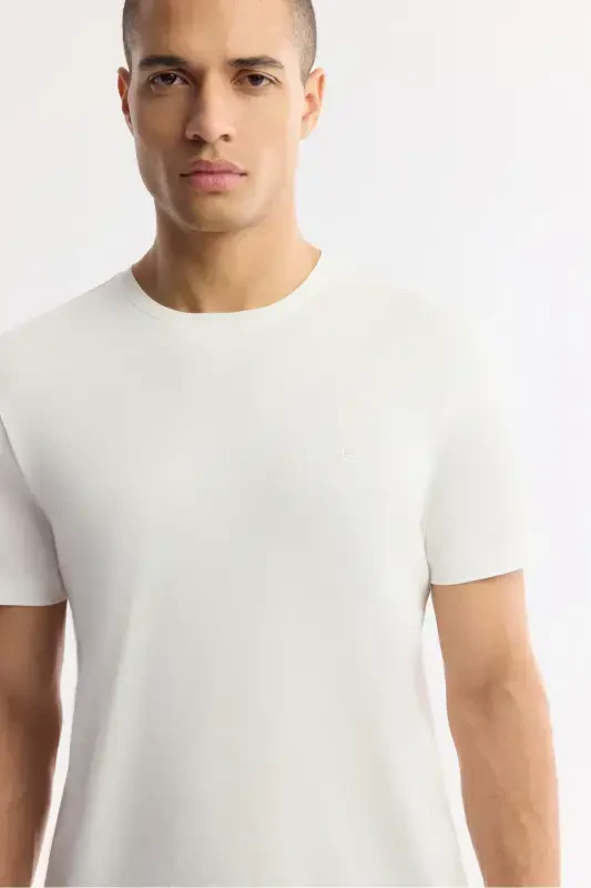 Men's White Ultrasoft Crew Neck Plain Regular Fit Modal T-shirt B001171 - 2