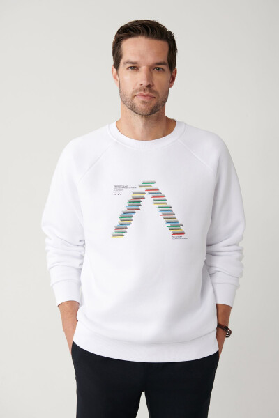 Men's White Unisex Sweatshirt - 6
