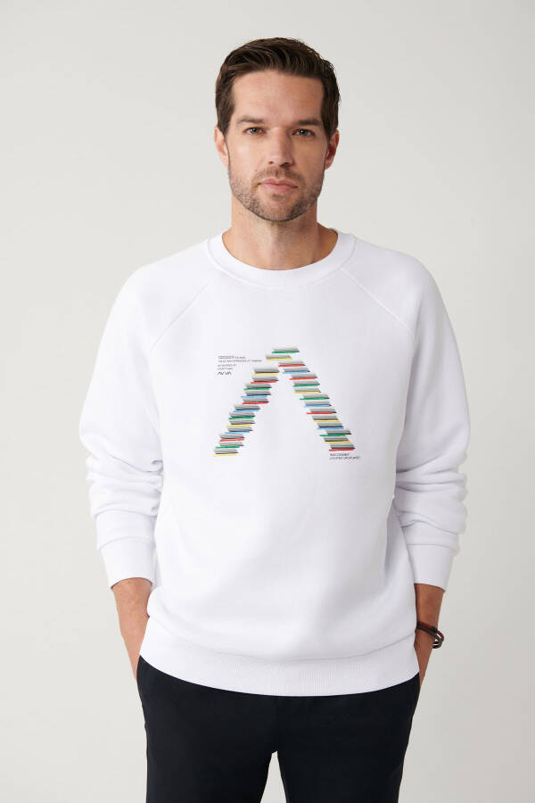 Men's White Unisex Sweatshirt - 6