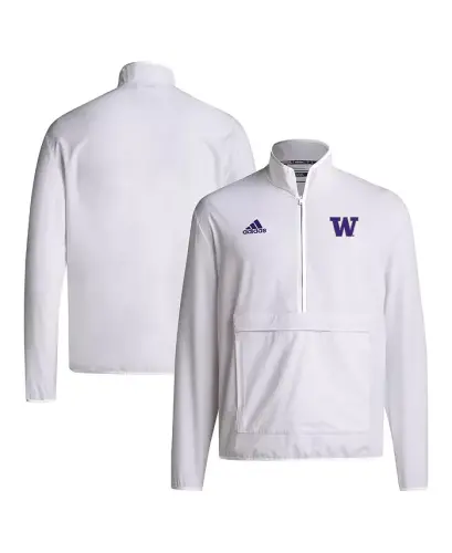 Men's White Washington Huskies 2024 Coaches Sideline Half-Zip Jacket-White - 1