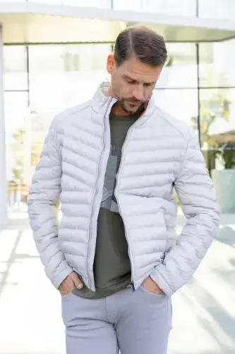 Men's White Water-Repellent Windproof Dynamic Fit Relaxed Fit Puffer Jacket - MORVEN (1)