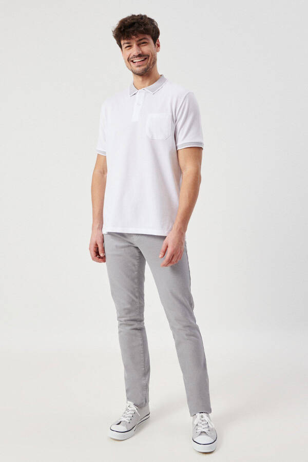 Men's White-white Comfort Fit Relaxed Fit Polo Neck T-shirt - 2