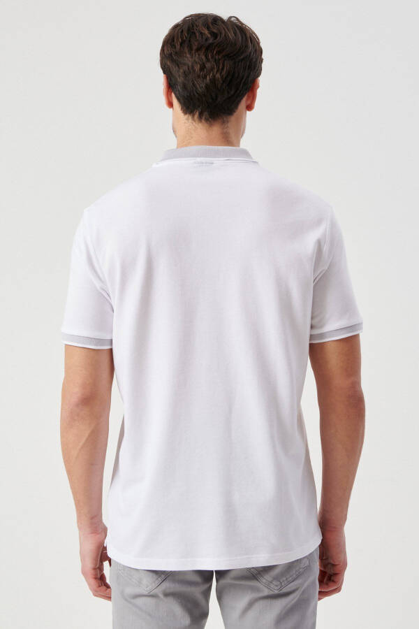 Men's White-white Comfort Fit Relaxed Fit Polo Neck T-shirt - 5