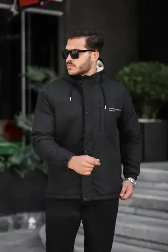 MEN'S WINTER COAT WITH FUR LINING-black - 1